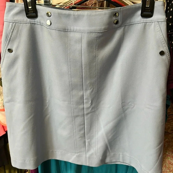 Bar III Lined Periwinkle Blue Skirt Knee silver accents and pockets zips size 10 - Picture 1 of 6